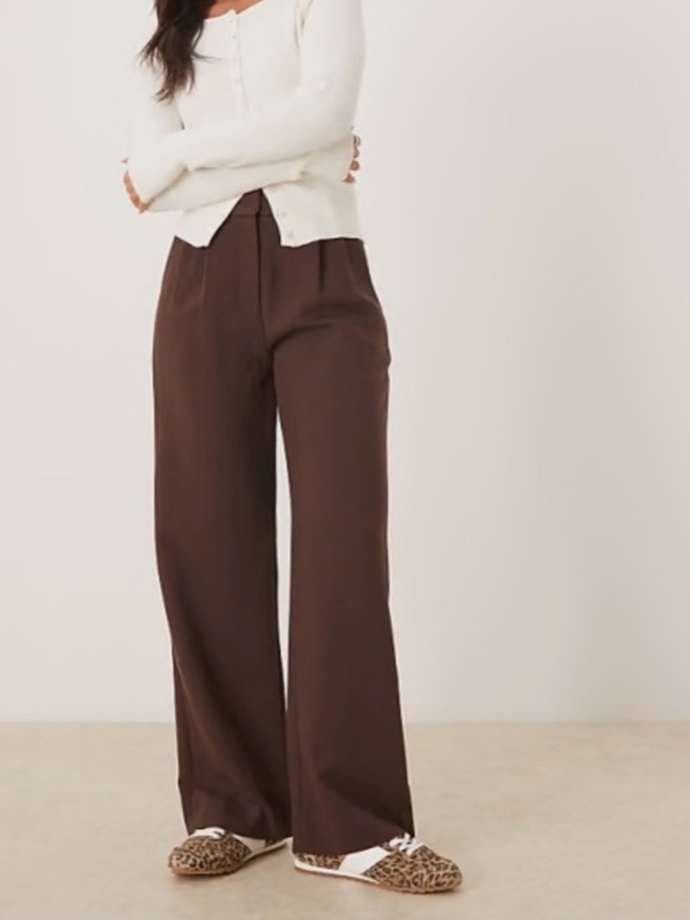 Abercrombie & Fitch Sloane Wide-Leg Trousers — Dark Brown Size: XS